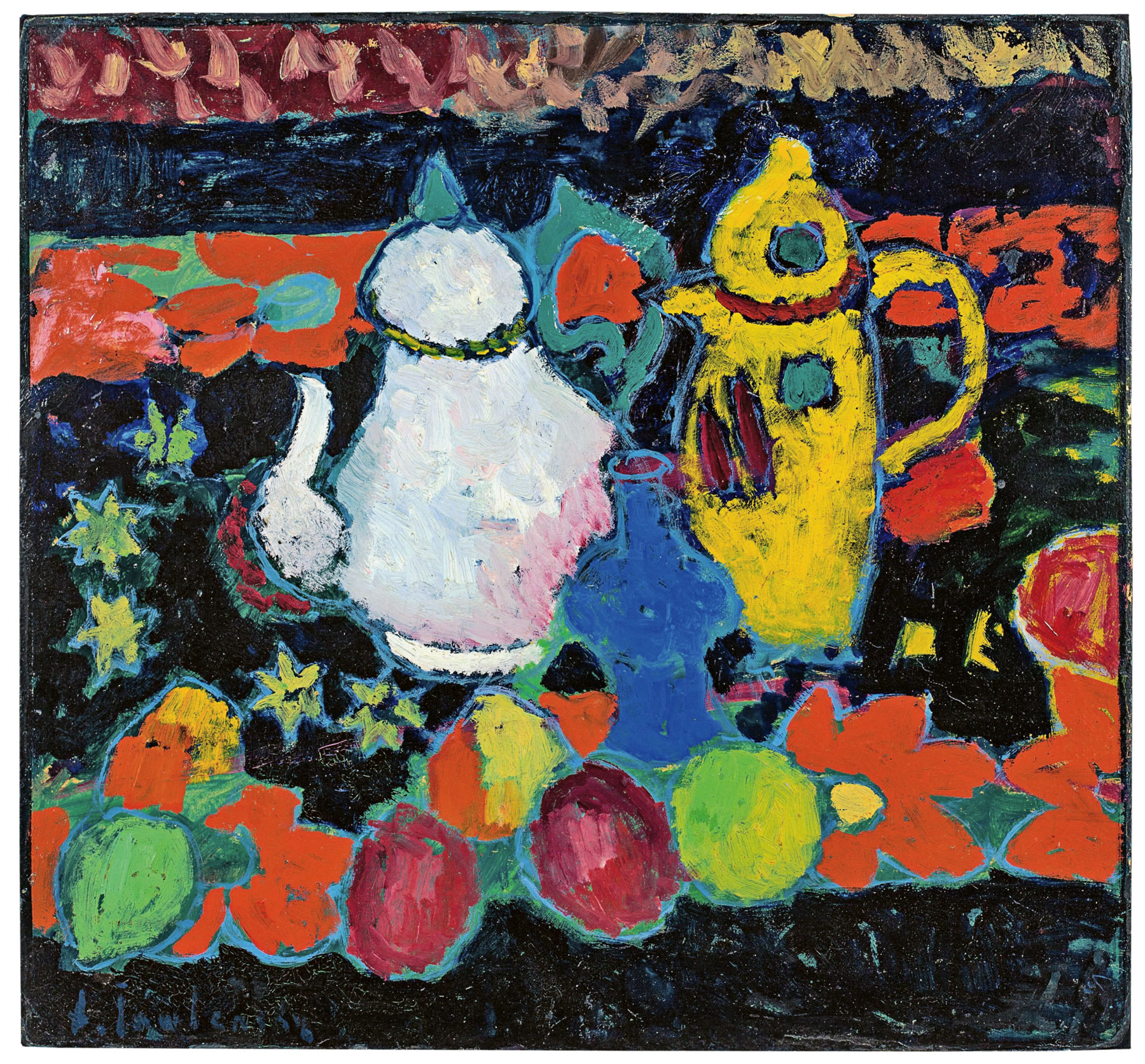 Stillleben mit gelber und weisser Kanne, 1908