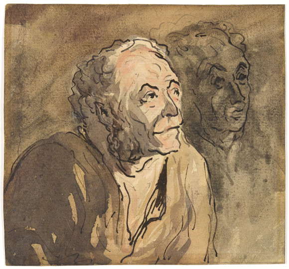 Honor&eacute; Daumier - Zwei M&auml;nnerk&ouml;pfe, um 1848/49, 1848/49